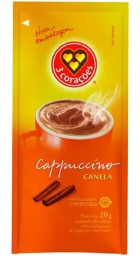 ef6e1f9b1d204d49a34dac7e3a9ad98c.webp Cappuccino Canela Três 3 Corações Sachê 20g - Imagem 1