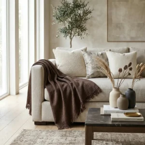 Manta Decorativa e protetora Para Sofá 3 E 4 Lugares 4,0 x 1,80 metros Marrom Escuro - Imagem 4