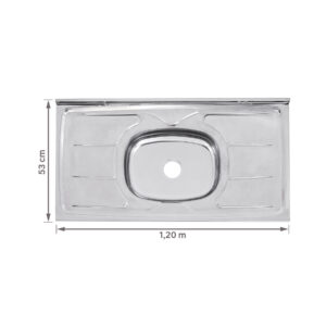 Pia Plus 120x53 0823 Cuba Inox com furo - Ghelplus - Imagem 4