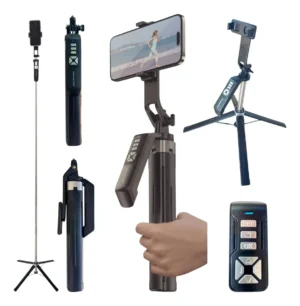 Tripé Bastão de Selfie para Celular e Câmera Universal A'Gold SLF-24 Altura até 180 cm, Controle Bluetooth e Rotação 360 - Imagem 2