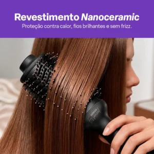 Escova Secadora Essencial Revestimento Nanoceramic Glass 1300W Bivolt Preta Multi Care - EB201 - Imagem 5