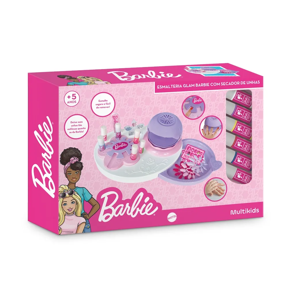 344454c99572b8eddbc389b075b02c81.webp Esmalteria Glam Barbie Com Secador De Unhas Multikids - BR2423 - Imagem 1