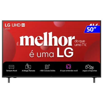 Smart TV 4K 50" LG Ultra HD 50UA8550PSA com Processador a7 Gen8 AI, Otimizador de Jogos, Wi-Fi, Bluetooth, webOS 25 e Co