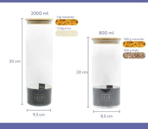 Kit 5 Potes Herméticos de Vidro e Tampa Bambu Para Mantimentos Cozinha - Imagem 5