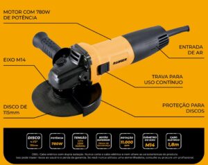 Esmerilhadeira Angular 115mm 780w Ranger 220V REM-0780-220 - Imagem 3