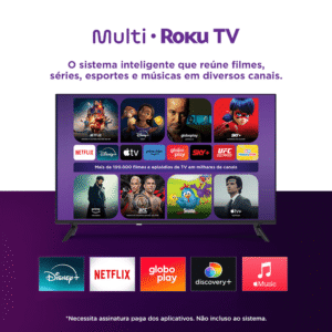 Smart TV Multi Roku 32" com imagem HD 3 HDMI 2 USB - TL052M - Imagem 4