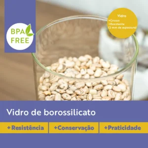 Kit 5 Potes Herméticos de Vidro e Tampa Bambu Para Mantimentos Cozinha - Imagem 6
