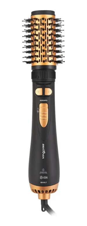Escova Modeladora Rotativa Britânia Ber20pd 3 Temperaturas Cor Preto e Dourado - Imagem 4