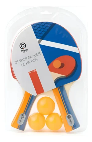 Kit Tênis Mesa Oasis Oif-7000 2 Raquetes 3 Bolinhas Pin Pong