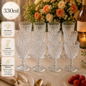 Taça Luxo 330ml de Vidro Transparente Grosso - Imagem 2