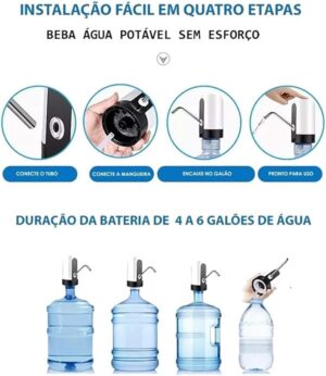 Bomba Elétrica Bebedouro Recarregável USB para Garrafão Galão D'água 5 a 20 Litros - Imagem 2