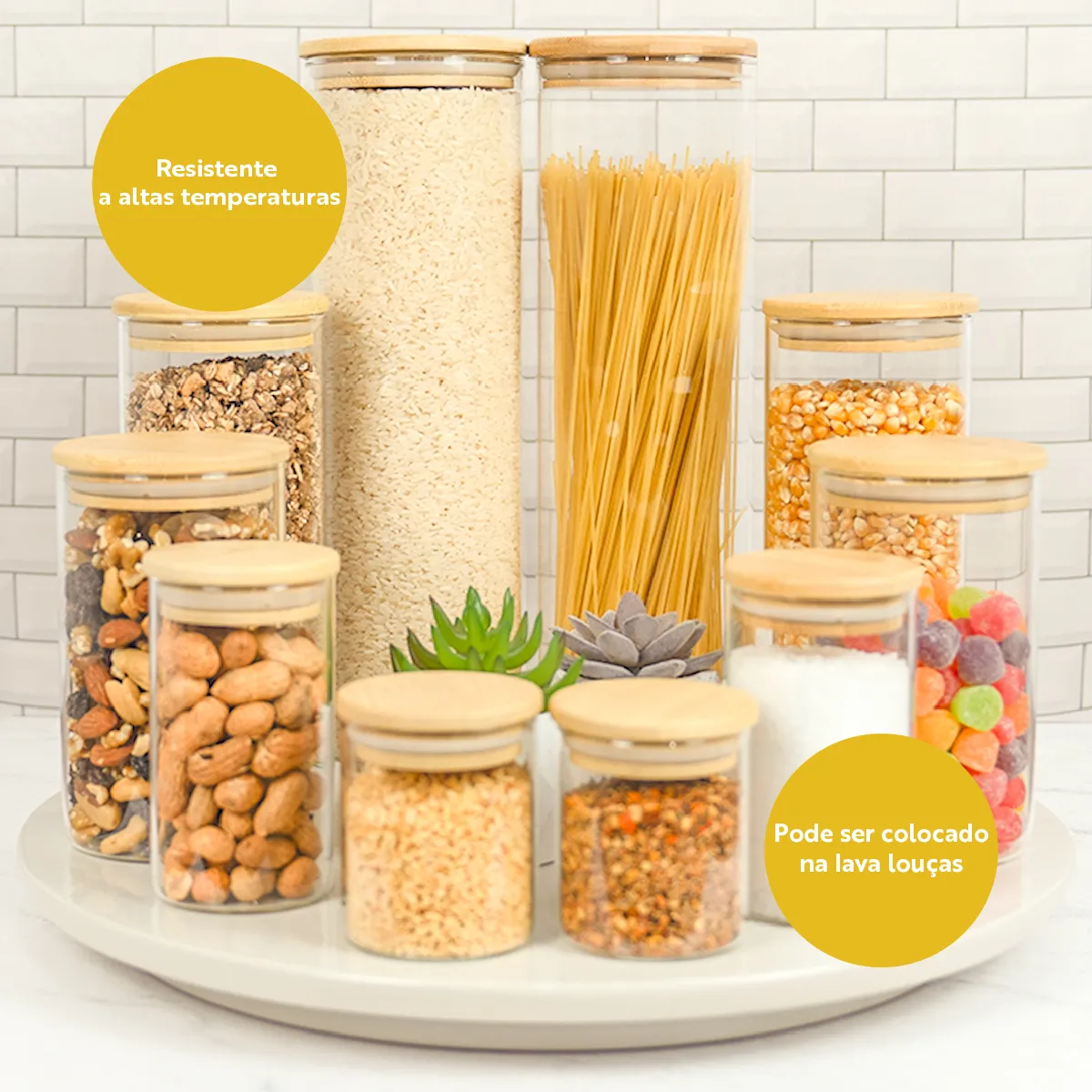 d6e4e2db362e50610452d43f6f4718fd.webp Kit 5 Potes Herméticos de Vidro e Tampa Bambu Para Mantimentos Cozinha - Imagem 1