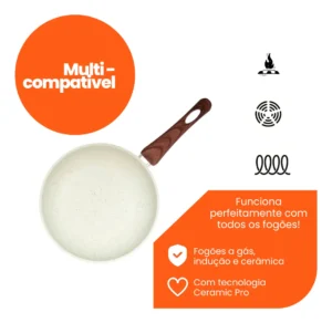 Frigideira Cerâmica   24 Cm Antiaderente Para Fogão a Gás e Cooktop Indução - Imagem 5