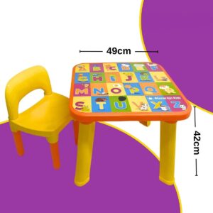 Mesinha Infantil Educativa Com Cadeira Alfabeto Letras Didática Pintura Desenho - Imagem 3