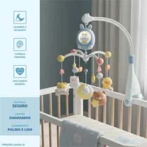 Móbile Elétrico De Bebê Com Chocalho Musical Controle De Som - Imagem 2