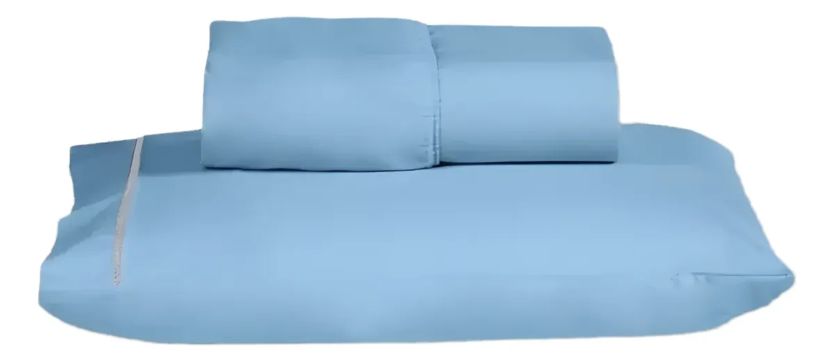 24de081e43aeb326cbeb65d8f1df3216.webp Lençol Solteirão Solteiro King 2 Pçs 2,03m X 0,98cm Cor Azul Algodão - Imagem 1