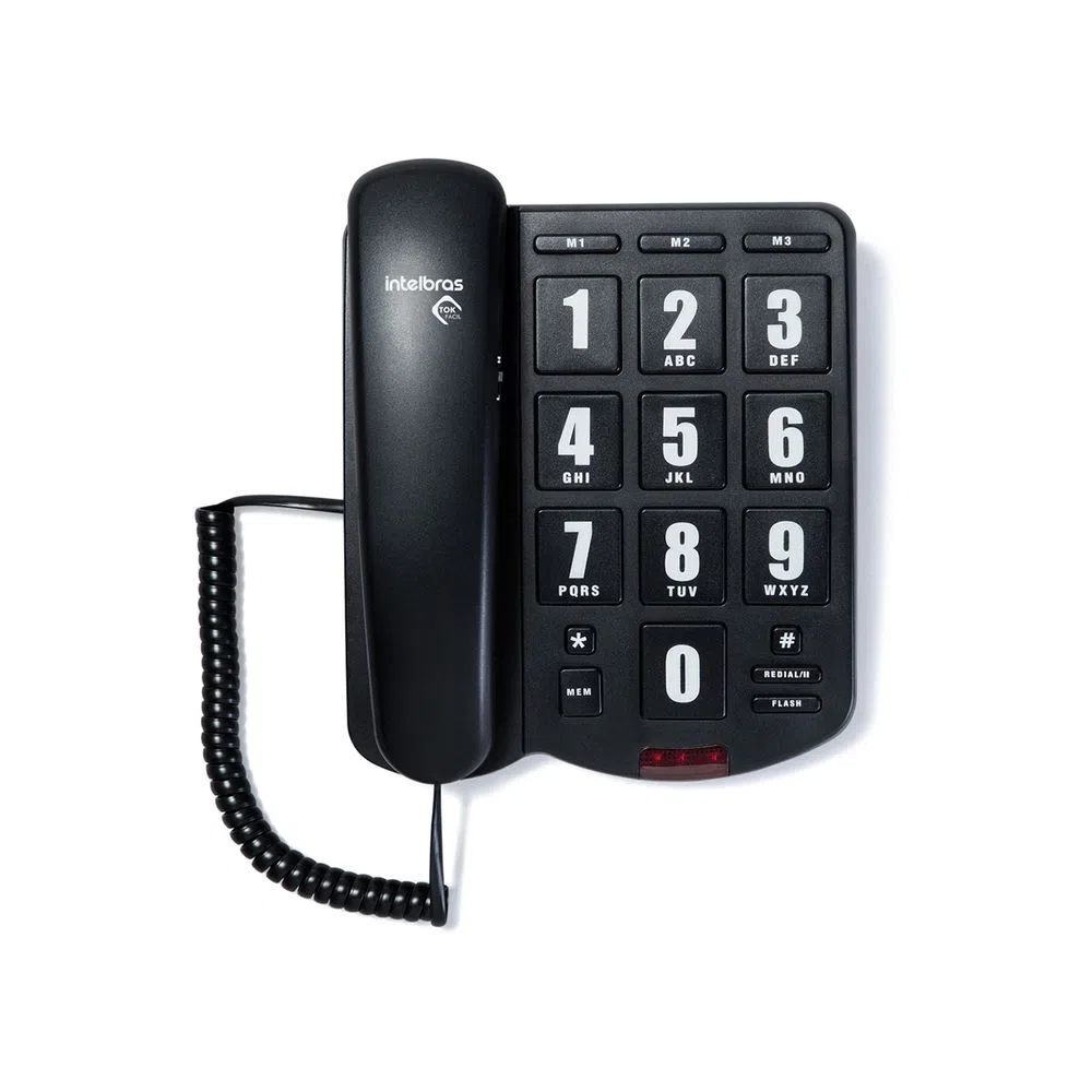 29ac3417f3e3a091b97a3934ba4be432.png Telefone Com Fio Tok Fácil, Intelbras, Preto - Teclas Grandes - Imagem 1