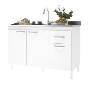 Balcão para Pia 120cm 3 Portas 1 Gaveta Brasil 6115-11 Branco Indékes