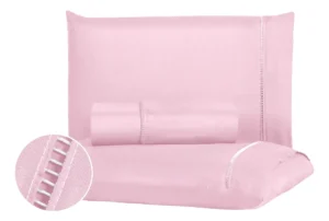 Jogo de lençóis Com Duas Fronhas Cor Rosa em 400 fios Queen 1,58cm x 1,98m x 30cm