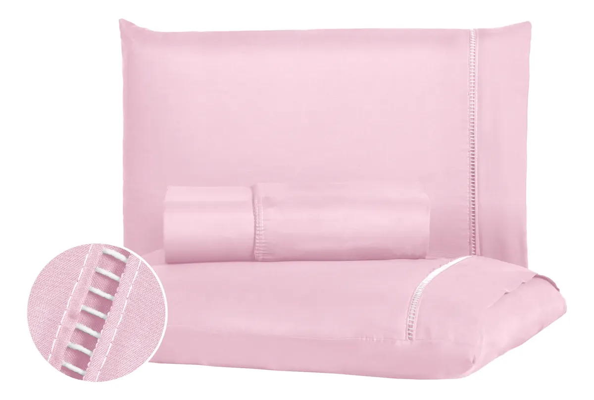 554ad2b4d636812ee924ec21fc98f1d7.webp Jogo de lençóis Com Duas Fronhas Cor Rosa em 400 fios Queen 1,58cm x 1,98m x 30cm - Imagem 1