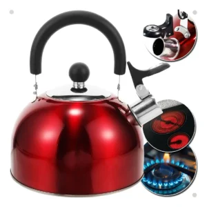 Chaleira Inox 2L com Apito Vermelho
