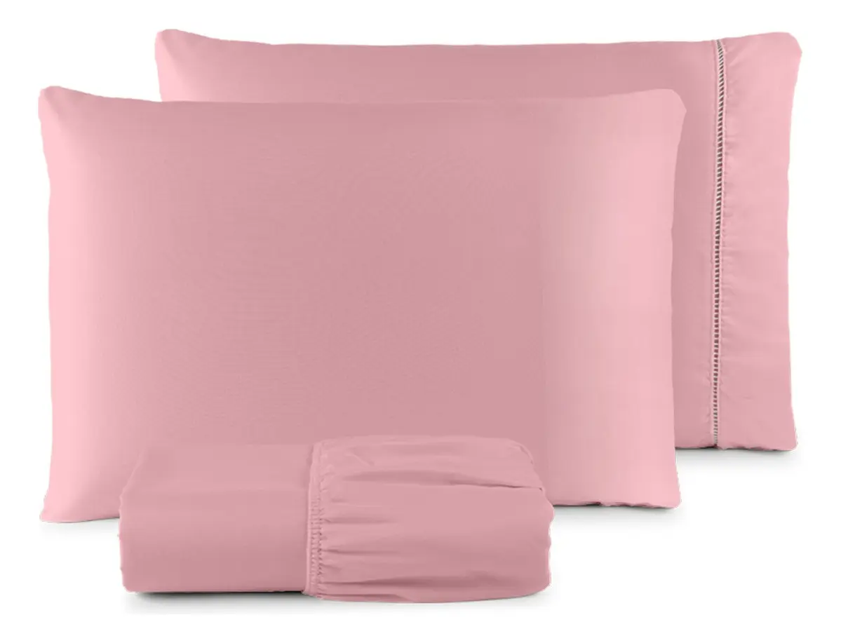 590f8efc68577b91e3580dfaed45feb9.webp Jogo De Lençol Casal Cor Rose 3 Pçs 400 Fios C/ Elástico 188cm X 138cm x 30cm - Imagem 1