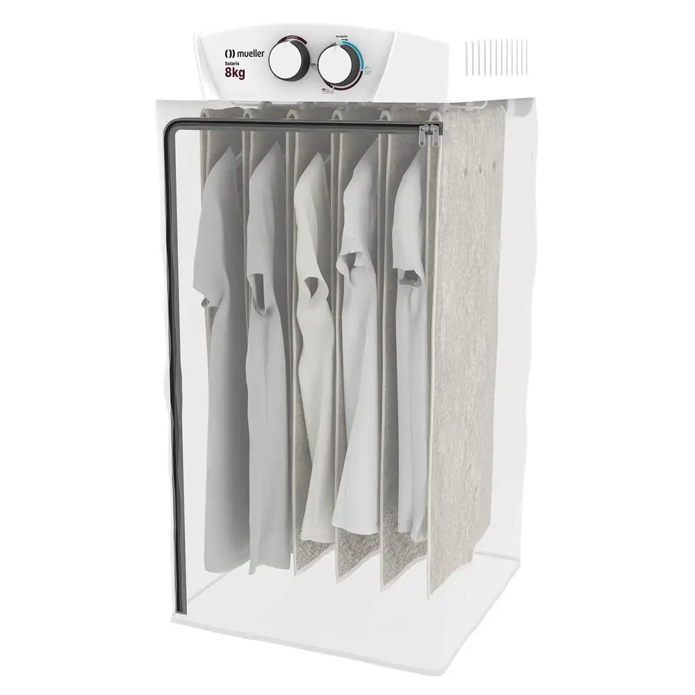 65ee37e46c27627f5aa3b1619d94abe9-2.png Secadora de Roupa Mueller Solaris 8 kg com timer ar quente e frio 6 varões e 5 cabides 220V - Imagem 1