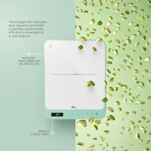 Cooktop de Indução Fischer 1 Boca Cor Pistache Bivolt Touch Screen Portátil - Imagem 2