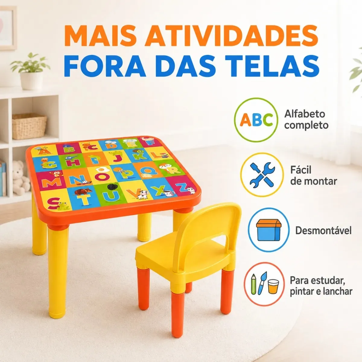 83ed4e5200d3f329935e868b2c754c7c.webp Mesinha Infantil Educativa Com Cadeira Alfabeto Letras Didática Pintura Desenho - Imagem 1