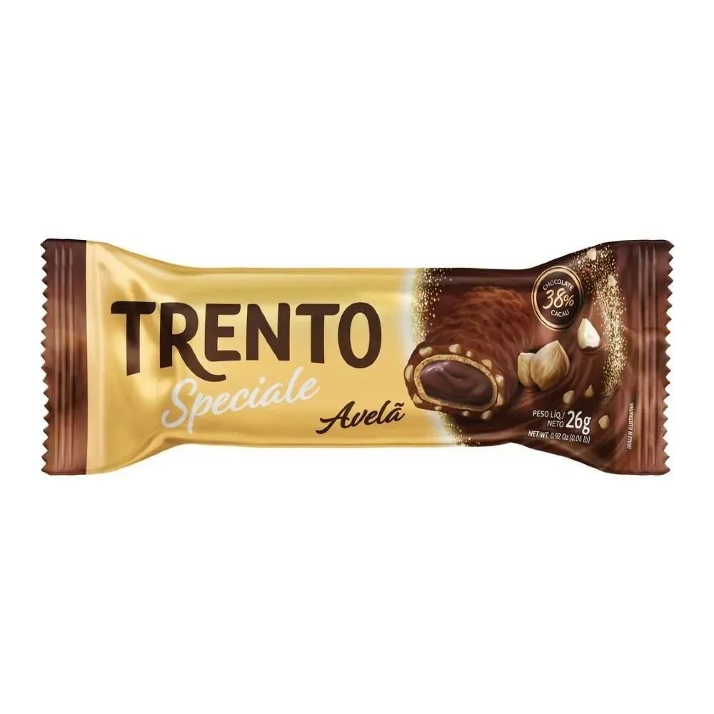 8d28e586bab8d2a07a808e184d62adc0.webp Chocolate Trento Speciale Peccin Ao Leite e Avelã 26g - Imagem 1