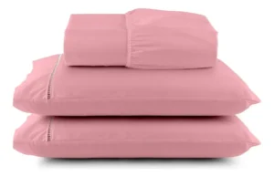 Jogo De Lençol Casal Cor Rose 3 Pçs 400 Fios C/ Elástico 188cm X 138cm x 30cm - Imagem 3