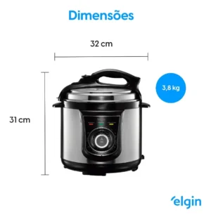 Panela De Pressão Elétrica Elgin 4 Litros Segura 840w Preto - Imagem 8