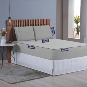 Jogo de lençol Com Duas Fronhas Cor Cinza em 400 fios Queen 1,58cm x 1,98m x 30cm - Imagem 5
