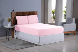 Jogo de lençóis Com Duas Fronhas Cor Rosa em 400 fios Queen 1,58cm x 1,98m x 30cm - Imagem 3