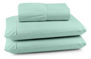 Jogo De Lençol Casal Cor Verde Claro 3 Pçs 400 Fios C/ Elástico 188cm X 138cm x 30cm - Imagem 2
