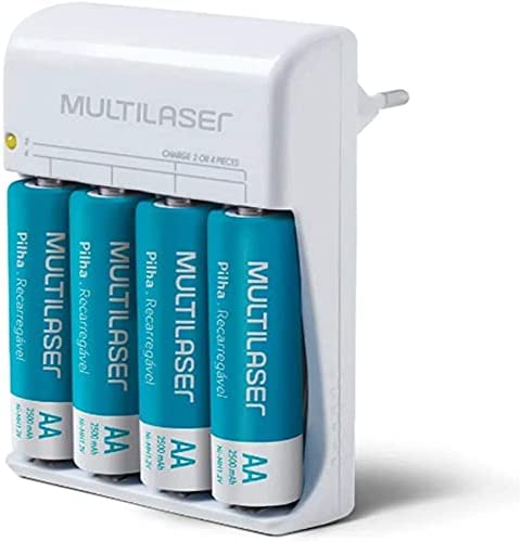 e09196939920fbc29e5bee3e1dd4d50a.jpg Carregador De Pilhas Multilaser + Kit 4 Pilhas Recarregáveis CB054 - Imagem 1