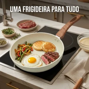 Frigideira Cerâmica   24 Cm Antiaderente Para Fogão a Gás e Cooktop Indução - Imagem 3