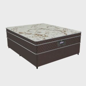 Cama de Casal Conjunto Box Pérola Negra (1,38x1,88x0,32) Molas ensacadas Cor Marrom, Gazin.