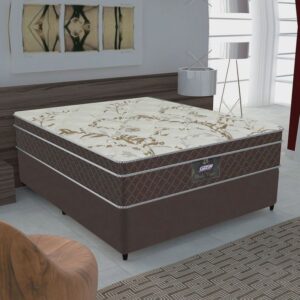 Cama de Casal Conjunto Box Pérola Negra (1,38x1,88x0,32) Molas ensacadas Cor Marrom, Gazin. - Imagem 2
