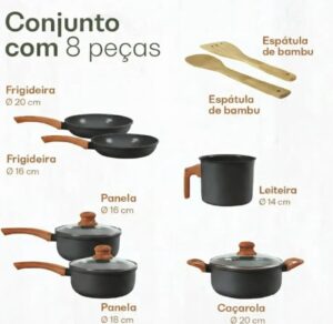 Jogo De Panelas Indução Tuut Ecoglide 8 Peças graphite - Imagem 3