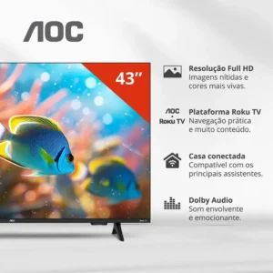 Smart Tv 43 Aoc Led Roku Full Hd Wi-fi 60hz Hdmi Usb 43s5155/78g - Imagem 2