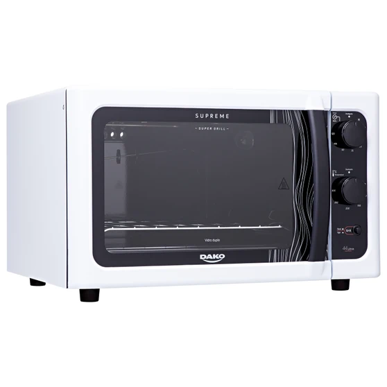 73bb54ebc0279f432b343a4b85dcd81b.png Forno de Bancada Elétrico Branco com Grill Dourador Dako Supreme 44 Litros - Imagem 1