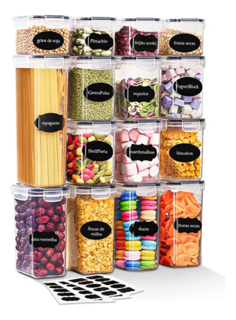 74962a46f4875378d966b2a316438274.webp Potes Hermético de Plastico para Mantimentos - Imagem 1