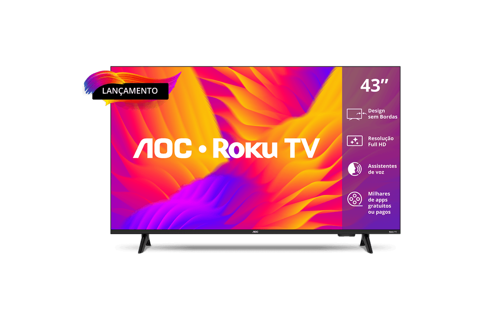 7ab5d62905611cef1a430e6c215ce3c0.png Smart Tv 43 Aoc Led Roku Full Hd Wi-fi 60hz Hdmi Usb 43s5155/78g - Imagem 1