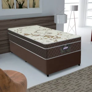 Cama Solteiro Conjunto Box Pérola Negra (0,88x1,88x0,32) Molas ensacadas cor Marrom, Gazin. - Imagem 2
