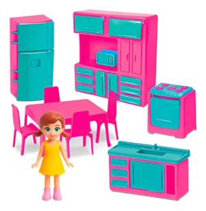 Kit Judy Home Com Boneca Judy Casinha Completa Rosa Infantil - Imagem 2