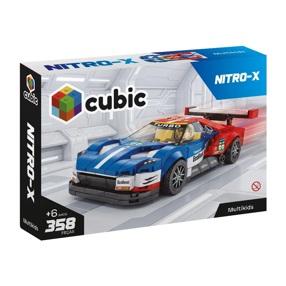 5ef15a797cc14d4bd06b03672d294b5f.webp Blocos de Montar Cubic Carro Nitro X 358 Peças Multikids - BR2625 - Imagem 1