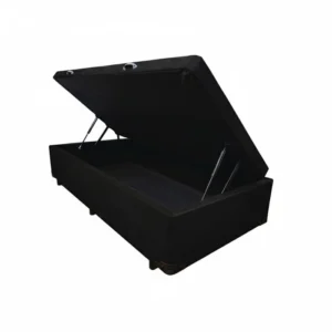 Box Baú Solteiro 88x188 Suede Liso Preto
