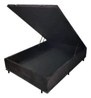 Box Baú Casal 138x188x43 Suede Liso Preto