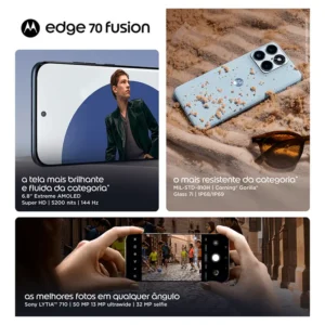 Smartphone Motorola Edge 70 Fusion 6.8" 256GB 12GB Câmera Dupla - Branco - Quadriband - Imagem 2